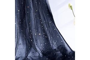 Horbaunal Navy Blue Glitter Tulle Fabric Rolls, 10 Yard, Star & Moon Sequin: Ombre Dyeing and Production Notes