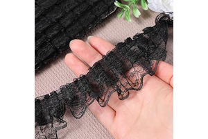 5 Yards Black Lace Ruffle Trim for Crafts Layer Pleated Net Lace Edge Embroidered Sewing Ribbon Edging Trimmings Fabric for Wedding Bridal Dress: Fabric Sourcing and Quality Notes
