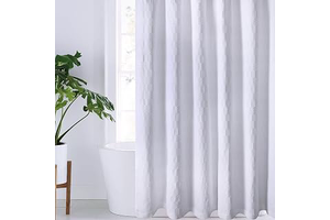 Chlophy White Shower Curtain Cotton Shower Curtain Textured Cloth Thick Fabric Farmhouse Shower Curtains for Bathroom Elegant Aesthetic Hotel: Jacquard Weave and Production Notes