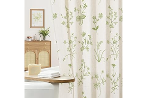 MitoVilla Sage Boho Linen Shower Curtain - Floral Farmhouse Curtain 72x72: Print Design and Production Notes