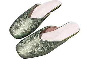 Women's Oriental Embroidered Flat Mules Elegant Jacquard Square Toe Slip On Slippers Vintage Backless Loafer Comfort Slide Shoes: Jacquard Weave and Production Notes