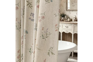 BTTN Farmhouse Vintage Floral French Country Linen Shower Curtain Set 72x72: Print Design and Production Notes