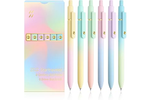 YOXMJDB Gel Pens, 6 Pcs 0.5mm Fine Point Smooth Writing Pens Japanese Cute Pens, High-End Series Black Ink Pens for Journaling Note Taking: Ombre Dyeing and Production Notes