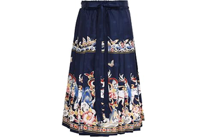 Girls Traditional Chinese Horse Face Skirt Vintage Pleated Deer Print Swing Maxi Jacquard Skirt: Jacquard Weave and Production Notes