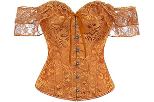 Womens Gothic Jacquard Off Shoulder Lace Button Corset Bustier: Jacquard Weave and Production Notes