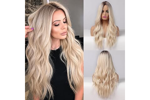 Esmee Long Wavy Natuaral Synthetic Blonde Ombre Wig for Women- 26IN: Ombre Dyeing and Production Notes