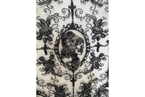 55 Inch Lace Fabric Soft Black Skull Lace Fabric Cross Floral Tulle Fabric for DIY Dress Top Dress Sew,Party: Fabric Sourcing and Quality Notes
