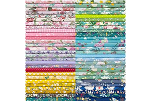 Aubliss 50pcs 100% Cotton Fabric Bundle 10" x 10" PreCut Fat Squares Sheets: Print Design and Production Notes
