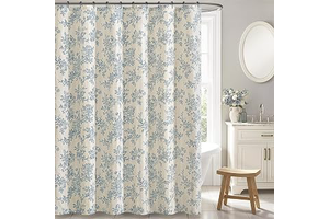 Linen Blue Floral Toile Shower Curtain W72*L72 Inches Long: Print Design and Production Notes