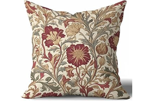 Vintage Floral Throw Pillow Covers Home Decor 18x18inch, William Morris Abstract Retro Flower Art Decoravite Pillowcase,Farmhouse Cushion Cover: Jacquard Weave and Production Notes