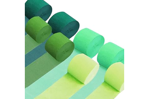 Crepe Paper Streamers 8 Rolls 656ft，GreenParty Decorations Streamers (1.8 Inch x 82 Ft/Roll)，for Birthday Decorations, Wedding Decorations, St.: Ombre Dyeing and Production Notes