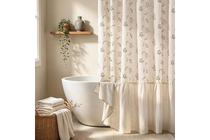Yinhua Farmhouse Shower Curtain, Linen Floral Shower Curtain, 72" W x 72" L: Print Design and Production Notes
