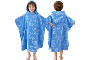 VOOVA & MOVAS Kids Hooded Poncho, 4-6 Years, 100% Cotton,Jacquard Blue Fish: Jacquard Weave and Production Notes