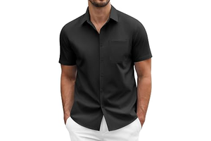 Men's Short Sleeve Casual Button Down Shirt Business Untucked Dress Shirts with Pocket: OEM Production and Sizing Notes