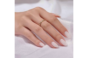 BTArtbox Press On Nails, Short Almond White Fake Nails, 32Pcs Full Kit: Ombre Dyeing and Production Notes