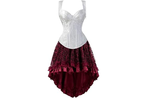 Corsets for Women Dress and Skirt Set Gothic Jacquard Shoulder Straps Overbust Plus Size: Jacquard Weave and Production Notes