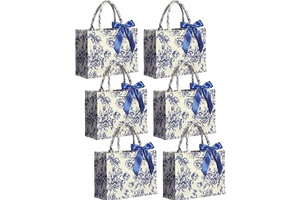 Sanwuta Blue White Tote Bags with Bow, Bridesmaid Gift Bags: Print Design and Production Notes