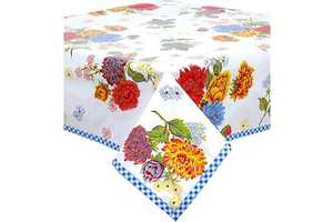 Mum White Oilcloth Tablecloth Blue Gingham Trim (48x72): Fabric Sourcing and Quality Notes
