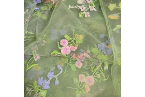 Elegant White Lace Fabric Tulle Fabric by Yard Colorful Floral Embroidery, 35x51in - Soft Tulle for DIY Dresses & Wedding Gowns, Hand Wash Only: Ombre Dyeing and Production Notes