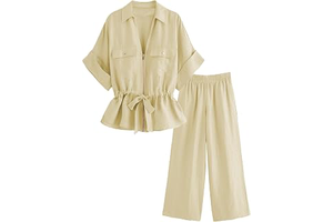 Women's 2 Piece Linen Outfits Summer Lounge Set With Pockets: OEM Production and Sizing Notes