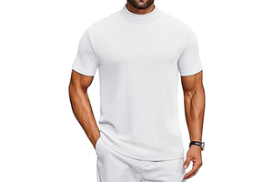Mens Mock Turtleneck Shirts Short Sleeve Casual Basic T-Shirts Ribbed Solid Pullover Tops: OEM Production and Sizing Notes