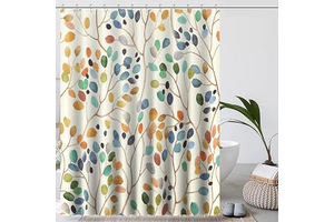 Amaredom Floral Shower Curtain with 12 Metal Hooks, 72x72 Inches: Print Design and Production Notes