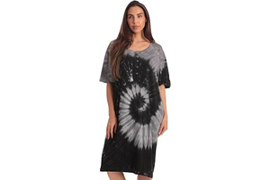Women's Tie Dye Nightgown, 100% Cotton Short Sleeve Henley Sleep Shirt: OEM Production and Sizing Notes