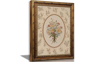 Gold Framed Vintage Wall Art Cottagecore Embroidered Wildflower Bouquet Canvas Print Farmhouse Floral Linen Wall Decor Artwork Poster for: Print Design and Production Notes