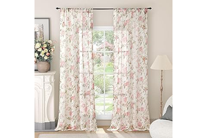 Lajode Pink Floral Sheer Curtains for Girls Room - 52x84 Inch 2 Panels: Print Design and Production Notes