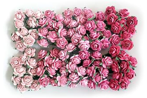100 pcs Tiny Artificial Roses Mixed Pink Five Color Mulberry Paper Flower 15-18 mm Flower Wedding Scrapbooking: Ombre Dyeing and Production Notes