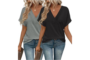 2PCS T Shirts Short Sleeve V Neck Tees Womens Tops Fashion Beach Vacation Clothes 2026 Casual Summer Spring Outfits: OEM Production and Sizing Notes