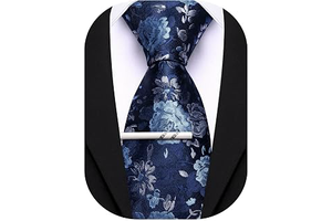 Paisley/Floral Men Necktie with Tie Clip Silk Tie Formal Wedding Party Business: Jacquard Weave and Production Notes