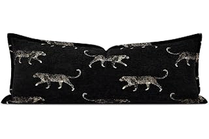 Decorative Lumbar Pillow Cover 14x36, Double Sided Cheetah Pattern Jacquard Embroidered Long Pillow Cover, Anthropology Pillowcase for Bed Couch: Jacquard Weave and Production Notes
