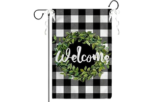 Welcome Leaves Wreath Garden Flags 12x18 Double Sided Summer Black White Buffalo Plaid Rustic Yard Flags Spring Seasonal Garden Flag Burlap: Fabric Sourcing and Quality Notes