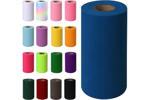 Blue Tulle Fabric Rolls, 6 Inch x 50 Yards Sheer Tulle Ribbon Spool for DIY Tutu Skirt, Bows, Baby Shower, Birthday, Wedding, Christmas Party: Ombre Dyeing and Production Notes