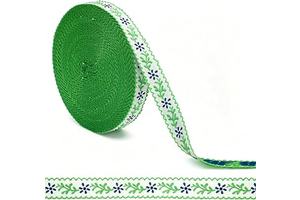 Whaline Floral Vine Jacquard Embroidered Ribbon Trim 20 Yard Blue-Green Flower Leaves Embroidery Lace Ribbon for Wedding Birthday Decor Wreath: Jacquard Weave and Production Notes