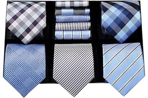 Mens Ties Set 5PCS Collection Tie with Pocket Sqaure Formal Business Necktie Present Box Neckties Set for Men: Jacquard Weave and Production Notes