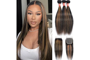 Haha Brown Highlight Bundles with 4x4 Closure Brazilian Human Hair Ombre Bundles with Closure Straight 10A Remy Virgin Hair Weave Colored Fb30: Ombre Dyeing and Production Notes