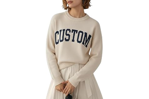 Custom Knit Sweater for Women, Personalized Sweater Design Your Own, Customize Sweatshirt, Soft Jacquard Knit Sweaters for Mom Mama Grandma: Jacquard Weave and Production Notes