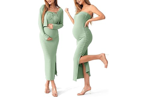 SUNNYBUY Baby Shower Maternity Tube Dress & Cardigan 2 Piece Set: OEM Production and Sizing Notes
