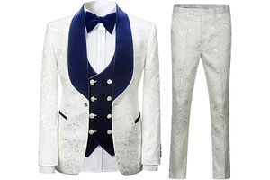 Men's Paisley Jacquard Tuxedo, One Button Shawl Lapel 3 Piece Suit: Jacquard Weave and Production Notes