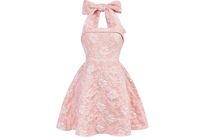 Girl's Cute Bow Halter Dress Jacquard A Line Short Party Dresses: Jacquard Weave and Production Notes
