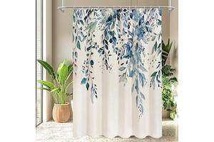 Gibelle Blue Linen Eucalyptus Shower Curtain, Watercolor Floral, 72x72: Print Design and Production Notes