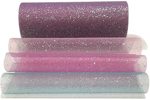 Lauthen.S Rainbow Glitter Tulle Rolls, Decorative Tulle Fabric Roll 6" x 10 Yards(30 Feet) for Tutu Skirt Sewing Crafting Fabric Hair Bow Making: Ombre Dyeing and Production Notes