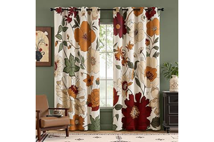Lazzzy Floral Curtains for Bedroom Living Room Faux Linen Vintage Blackout Curtains 84 Inches Long Room Darkening Drapes Grommet Flower: Print Design and Production Notes