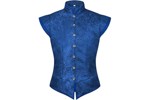 Mens Jacquard Corset Renaissance Victorian Cap Sleeve Suit Vest Brocade Gothic Halloween Costumes Dress Up Party: Jacquard Weave and Production Notes