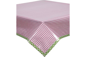 Pink Gingham Oilcloth Tablecloth with Lime Gingham Trim You Pick The Size: Fabric Sourcing and Quality Notes
