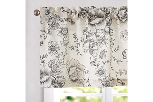 Vangao Floral Valances for Windows Alice Black W50 X 16L 1 Panel: Print Design and Production Notes