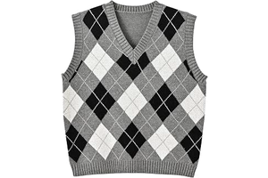 Women's Sweater Vest,Y2K Sleeveless Pattern Preppy Style Knitted Crop Tank Top for Girl: Jacquard Weave and Production Notes