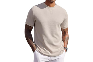 Men's Waffle T-Shirts Short Sleeve Casual Crew Neck Shirt Summer Plain Pullover Tees: OEM Production and Sizing Notes